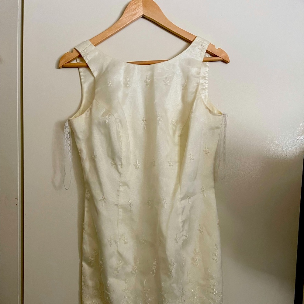 White cream embroidered formal dress